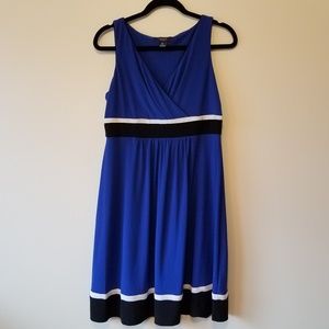 Chaps Blue V Neck Sleeveless High Waist Dress L